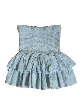 HONORINE Pixie High Waist Baby Blue Smocked Tiered Flounce Mini Skirt